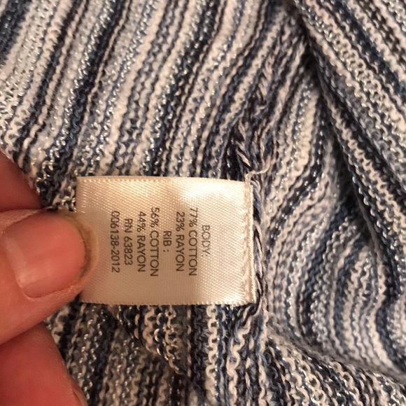 NWT Christopher and banks striped blue cardigan short sleeve sweater size S - Picture 4 of 7